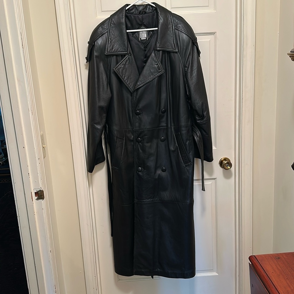 Greg Bell full length trench leather coat